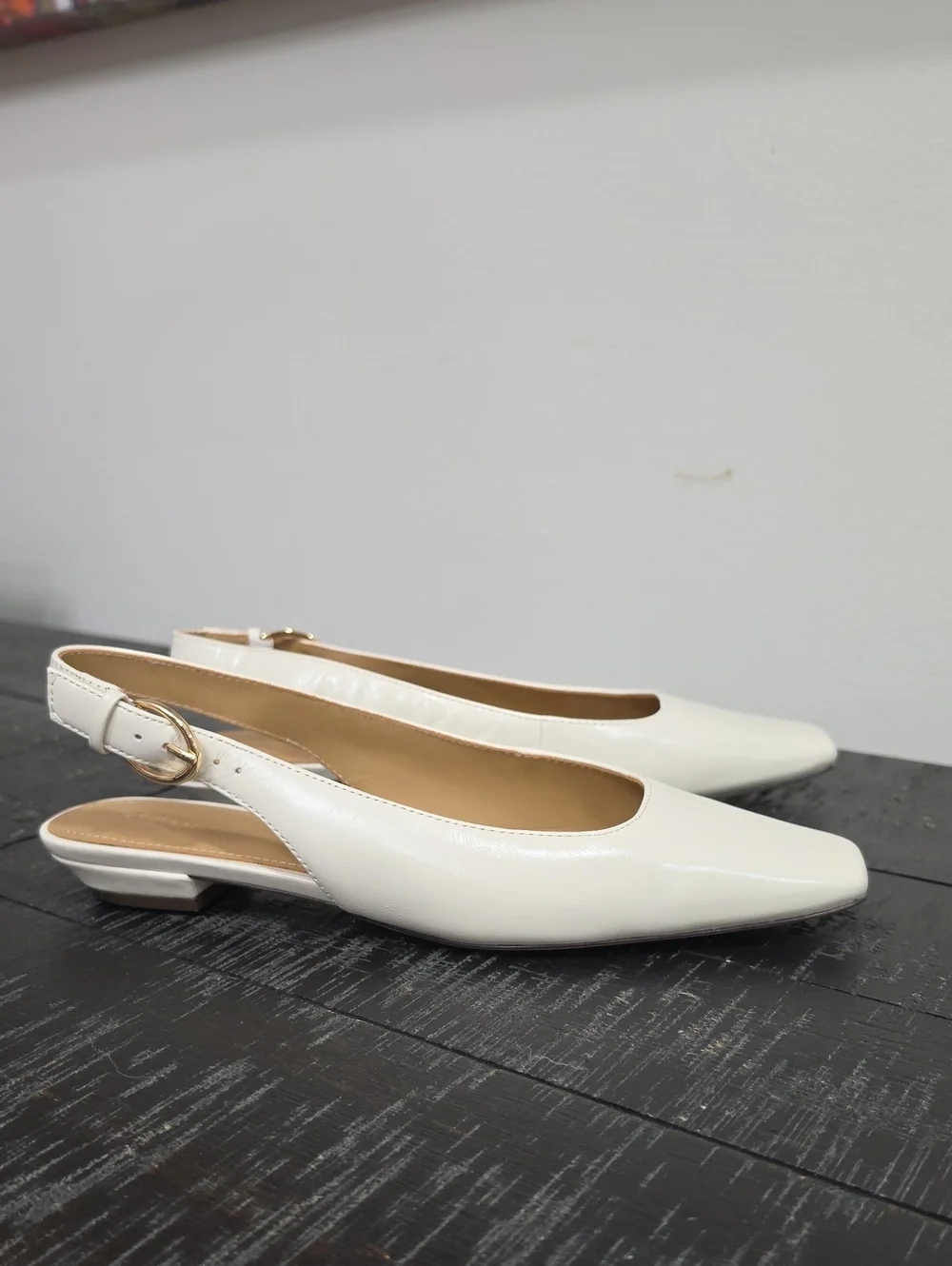 NWOB Quince Italian Leather Slingback Flat in Bone Size 7